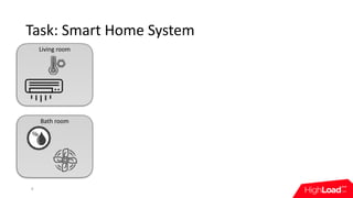 Bath	room
Living	room
Task:	Smart	Home	System
4
 