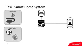 Bath	room
Living	room
Task:	Smart	Home	System
4
User
 