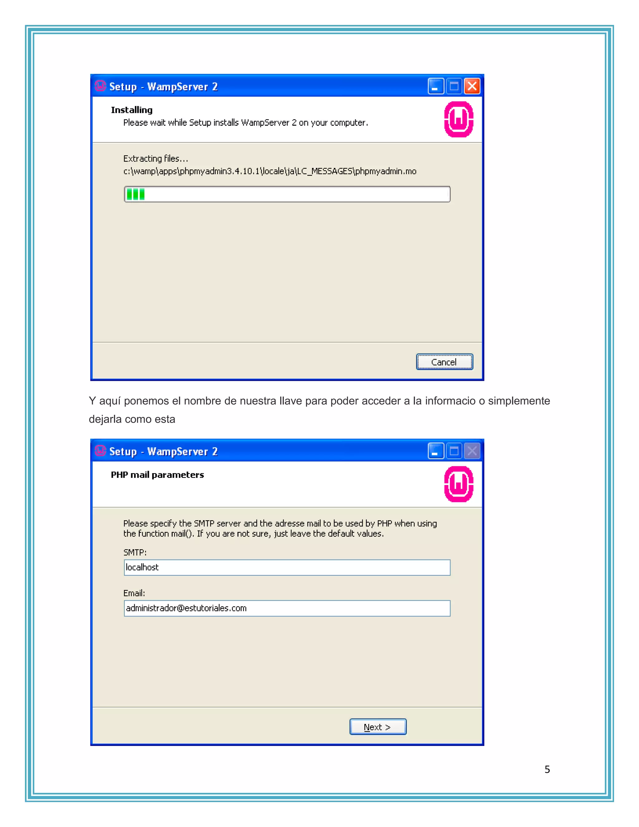 Y aquí ponemos el nombre de nuestra llave para poder acceder a la informacio o simplemente
dejarla como esta




                                                                                        5
 