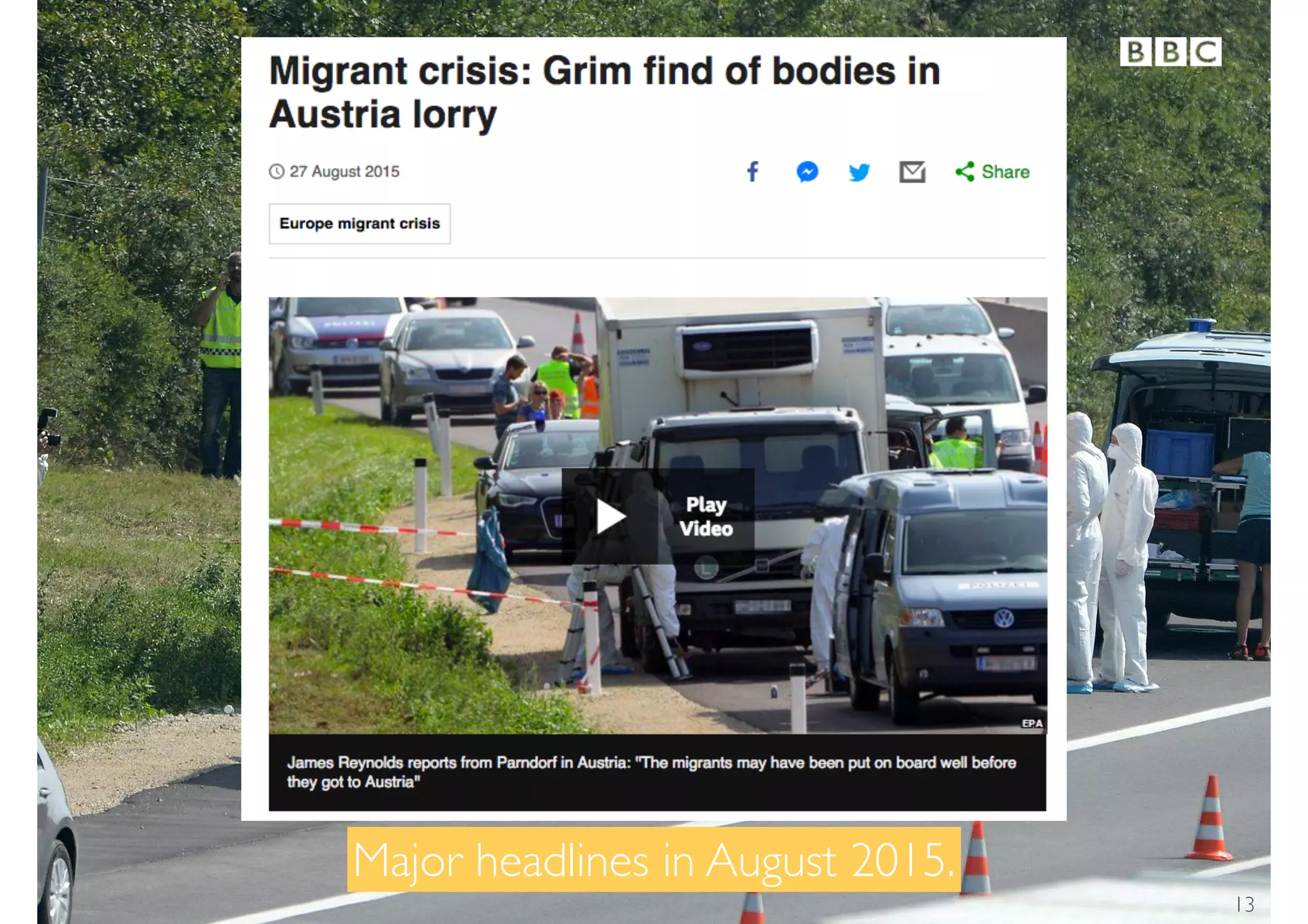 Major headlines in August 2015.
13
 