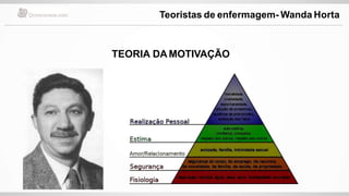 TEORIA DAMOTIVAÇÃO
Teoristas de enfermagem- Wanda Horta
 
