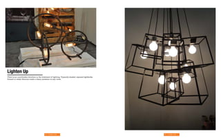 Lighten Up
There is an unorthodox direction in the treatment of lighting. Typically shaded, exposed lightbulbs
framed in metal fixtures create a heavy presence in any room.




                                           48 | Strange Craft                                         49 | Strange Craft
 