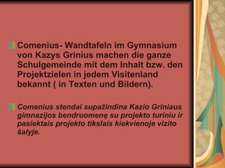 Wandtafeln  exposition von kazys grinius gymnasium