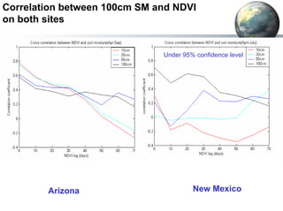 Correlation between 100cm SM and NDVI 
on both sites 
Under 95% confidence level 
Arizona New Mexico 
 