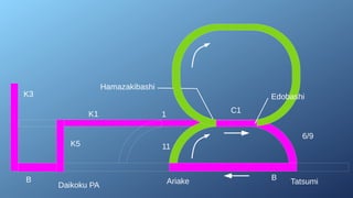 Daikoku PA
K3
B
K5
K1 1 C1
6/9
Hamazakibashi
Tatsumi
B
Ariake
11
Edobashi
 