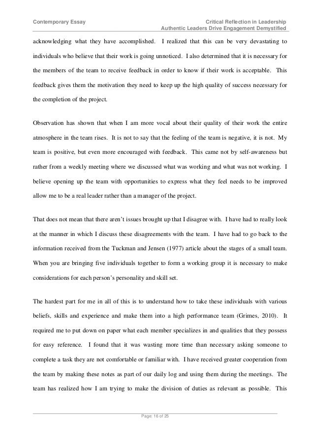 reflective essay on group work