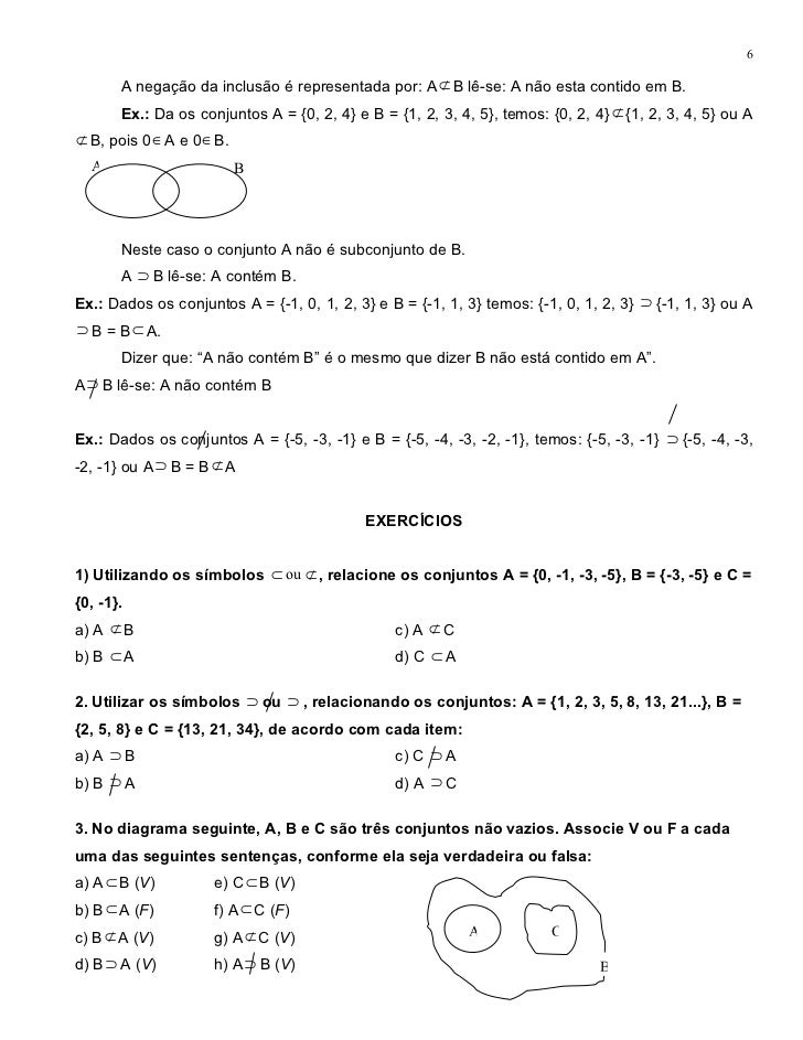 Exercicios Pertence E Não Pertence Contido E Não Contido