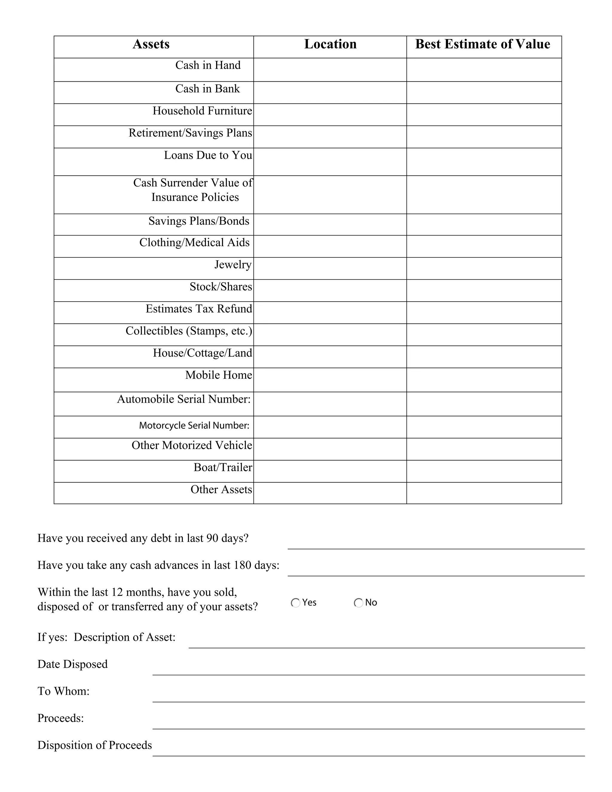 Wani & associates, p.c. bankruptcy intake form | PDF