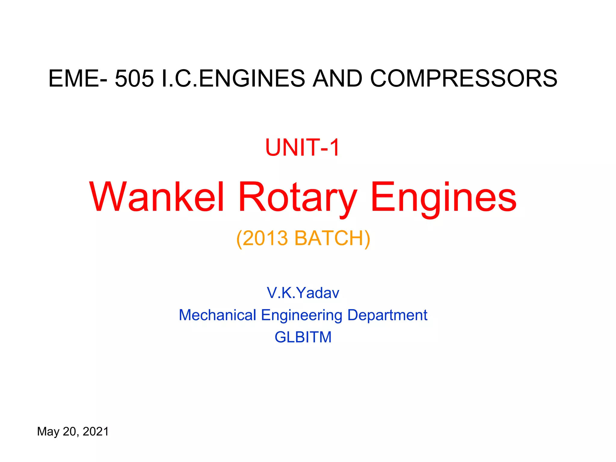 Wankel rotary engines | PPT