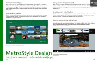 MetroStyle	
  Design
http://msdn.microsoft.com/en-­‐us/windows/apps/
 