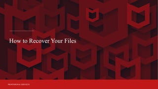 PROFESSIONAL SERVICES
How to Recover Your Files
 