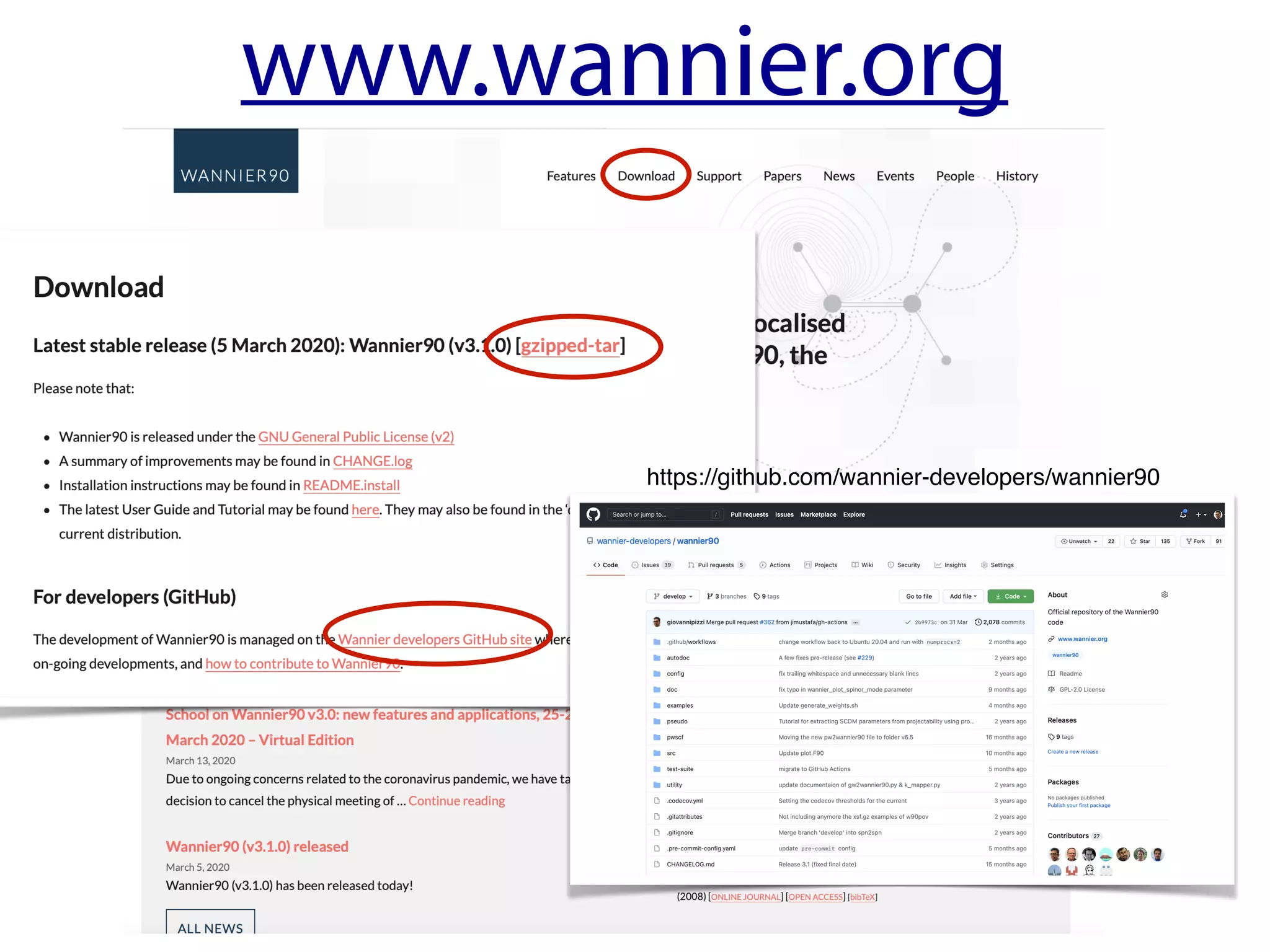 www.wannier.org
https://github.com/wannier-developers/wannier90
 