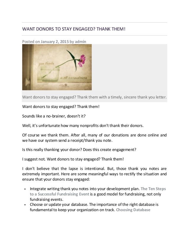Want Donors To Stay Engaged In Your Nonprofit