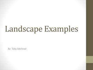 Landscape Examples
By: Toby Adshead