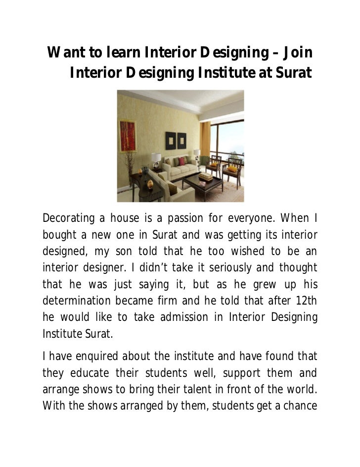 Want To Learn Interior Designing Join Interior Designing