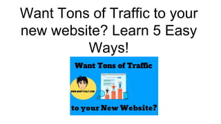 Want Tons of Traffic to your
new website? Learn 5 Easy
Ways!
 