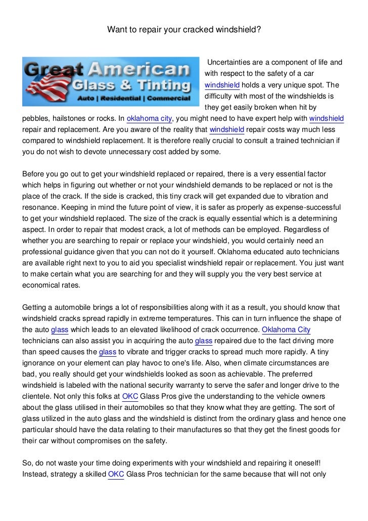 windshield repair and replacent in oklahoma city