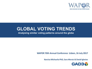 GLOBAL VOTING TRENDS
WAPOR 70th Annual Conference Lisbon, 16 July 2017
David Iglesias & Sara Morais
Analysis of Presidential elections
 
