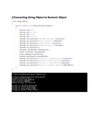//Converting String Object to Numeric Object
 