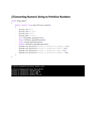 //Converting Numeric String to Primitive Numbers
 