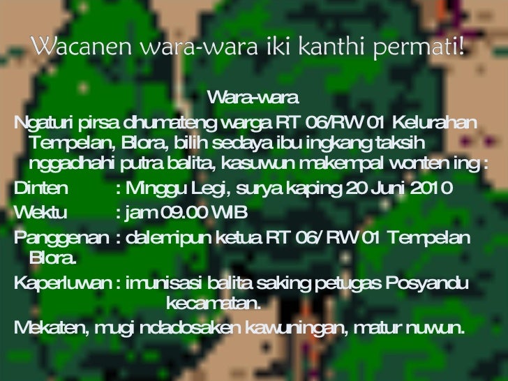 Contoh Woro Woro Lelayu Bahasa Jawa Mudah