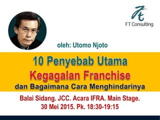 oleh: Utomo Njoto
Balai Sidang. JCC. Acara IFRA. Main Stage.
30 Mei 2015. Pk. 18:30-19:15
 