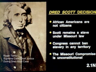 Dred Scott decison
Roger Taney
Supreme Court Chief Justice
During Dred Scott Case
 