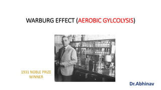 WARBURG EFFECT (AEROBIC GYLCOLYSIS)
1931 NOBLE PRIZE
WINNER
 
