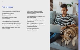 Go Deeper
The WARC Guide to Planning for Attention
The WARC Guide to Making
Segmentation Work
What we know about post-cookie
audience tracking
The nine golden rules of measurement
Cookies, consent, identity: What advertisers
need to do to navigate the changing landscape
IAB Europe unveils guidance for the post-
cookie ecosystem
How to deliver compelling shopper
experiences without chasing people
around the internet
How identity is evolving in a privacy-first,
post-cookie market
Audience targeting: Why losing cookies
may not matter
Back to the future: How AI-enhanced
contextual targeting may help marketers
in the post-cookie era
Using data and analytics to
maximise effectiveness
83
The
Marketer’s
Toolkit
2021
Succeeding
in
the
closed
web
 