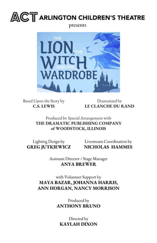 The Lion, The Witch, and The Wardrobe Program! | PPTX