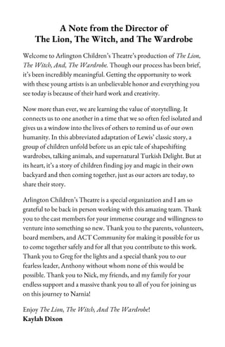 The Lion, The Witch, and The Wardrobe Program! | PDF