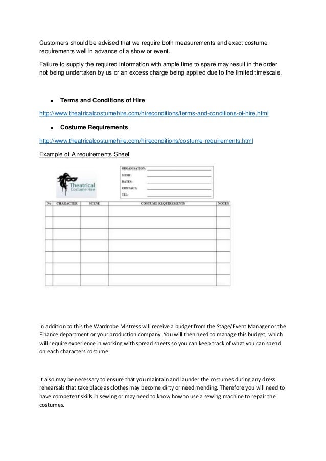 costume measurement sheet template