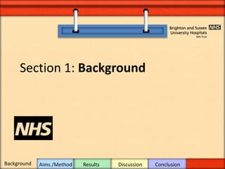 Section 1: Background
Background Aims /Method Results Discussion Conclusion
 