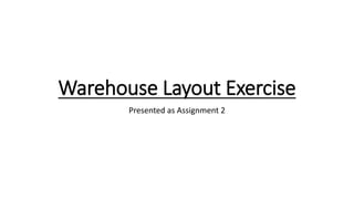 Warehouse Layout Exercise
Presented as Assignment 2
 