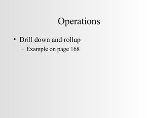 Operations Drill down and rollup  Example on page 168 