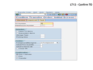 LT12 – Confirm TO
 