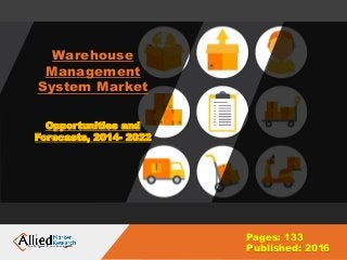 Warehouse
Management
System Market
Opportunities and
Forecasts, 2014- 2022
Pages: 133
Published: 2016
 