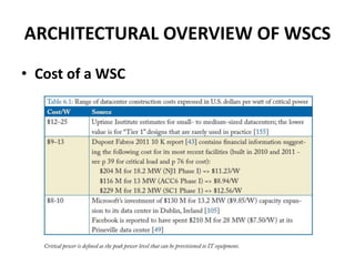 ARCHITECTURAL OVERVIEW OF WSCS
• Cost of a WSC
 