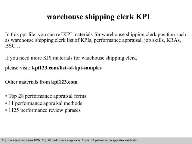 Warehouse shipping clerk kpi