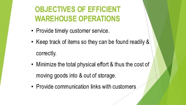 warehouse objectives