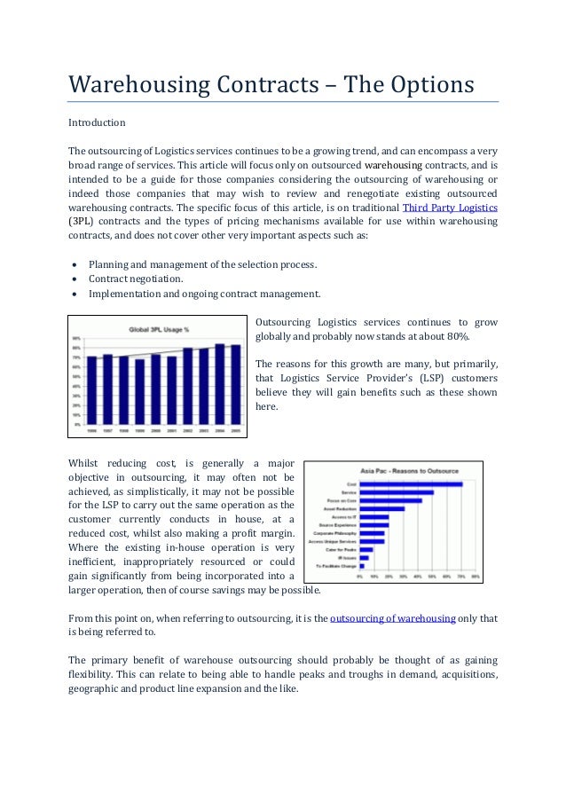 Warehousing Contracts The Options