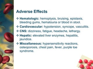 Dosage and AdministrationAdults: PO 2-5 mg/day initially; adjust daily dose according to PT or INR determinations. Usual maintenance dose is 2-10 mg/day.