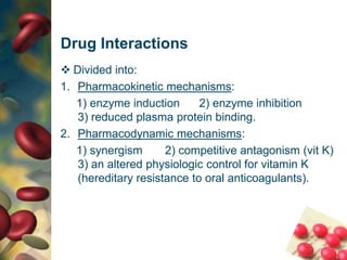 The IV dosages would be the same as those would be used orally. Administer as a slow bolus injection over 1 to 2 min in a peripheral vein.WarfarinMonitoringProthrombin time (PT) — The most commonly used test to measure the effect of warfarin. It measures the time it takes for the clotting mechanism to progress. Normal range (12–15 seconds).