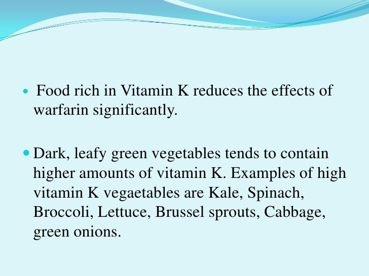Warfarin and green leafy vegetables