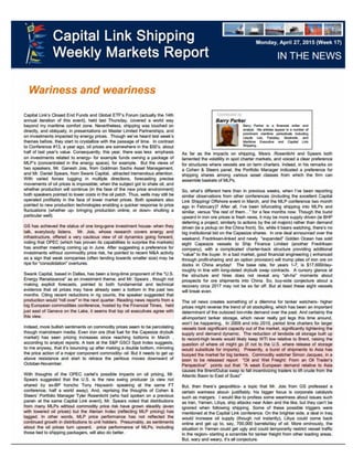Wariness an weariness, capital link shipping market report week17 2015