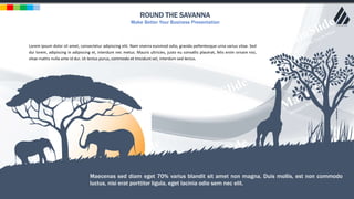 w w w . D o m a i n . c o m Page 32
www.MainSlide.com
© All Rights Reserved.
Confidential
ROUND THE SAVANNA
Make Better Your Business Presentation
Maecenas sed diam eget 70% varius blandit sit amet non magna. Duis mollis, est non commodo
luctus, nisi erat porttitor ligula, eget lacinia odio sem nec elit.
Lorem ipsum dolor sit amet, consectetur adipiscing elit. Nam viverra euismod odio, gravida pellentesque urna varius vitae. Sed
dui lorem, adipiscing in adipiscing et, interdum nec metus. Mauris ultricies, justo eu convallis placerat, felis enim ornare nisi,
vitae mattis nulla ante id dui. Ut lectus purus, commodo et tincidunt vel, interdum sed lectus.
 