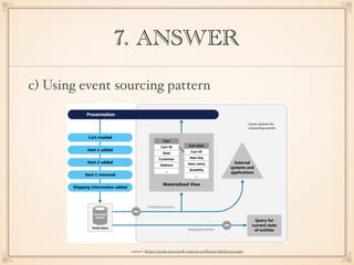 7. ANSWER
c) Using event sourcing pattern
source: https://msdn.microsoft.com/en-us/library/dn589792.aspx
 