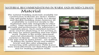 MATERIAL RECOMMENDATIONS IN WARM AND HUMID CLIMATE
 