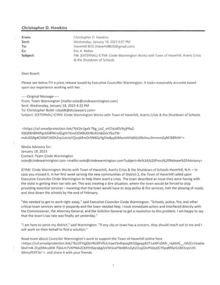 DTC Attorney Christopher Hawkins Sends Haverhill Select Board Cinde