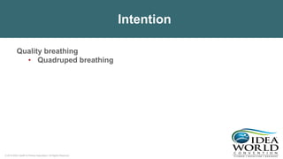 © 2018 IDEA Health & Fitness Association. All Rights Reserved.
Intention
Quality breathing
• Quadruped breathing
 